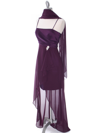 1688 Purple Chiffon High Low Evening Dress - Purple, Alt View Medium
