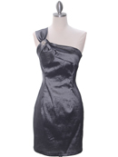 1710 Charcoal One Shoulder Cocktail Dress, Charcoal