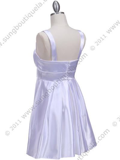 1711 White Charmeuse Cocktail Dress - White, Back View Medium