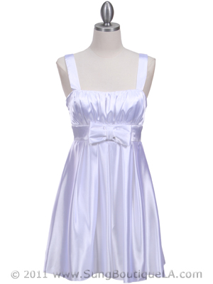 1711 White Charmeuse Cocktail Dress, White