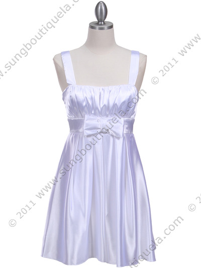1711 White Charmeuse Cocktail Dress - White, Front View Medium