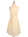 175-1 Cream Color Laced Flower Dress - Cream, Front View Thumbnail