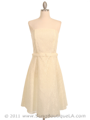 175-1 Cream Color Laced Flower Dress, Cream