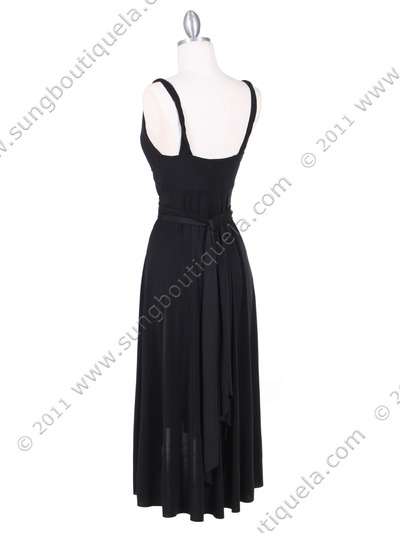 1801 Black 3/4 Length Party Dress - Black, Back View Medium
