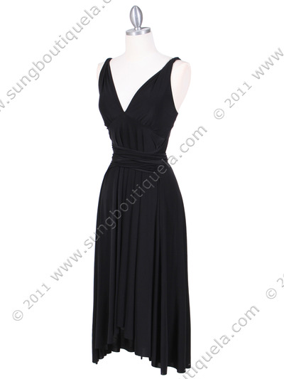 1801 Black 3/4 Length Party Dress - Black, Alt View Medium