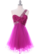 1804 Fuschia One Shoulder Cocktail Dress, Fuschia