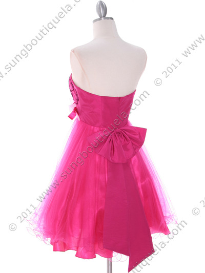 C1805 Fuschia Short Prom Dress - Fuschia, Back View Medium