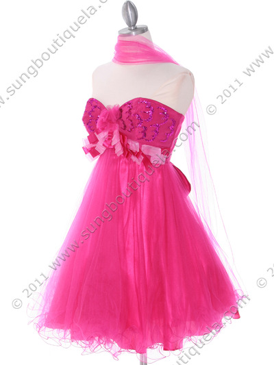 C1805 Fuschia Short Prom Dress - Fuschia, Alt View Medium