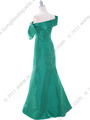 C1811 Green Taffeta Evening Dress with Oversize Bow - Green, Back View Thumbnail