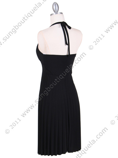 1812 Black Halter Party Dress - Black, Back View Medium
