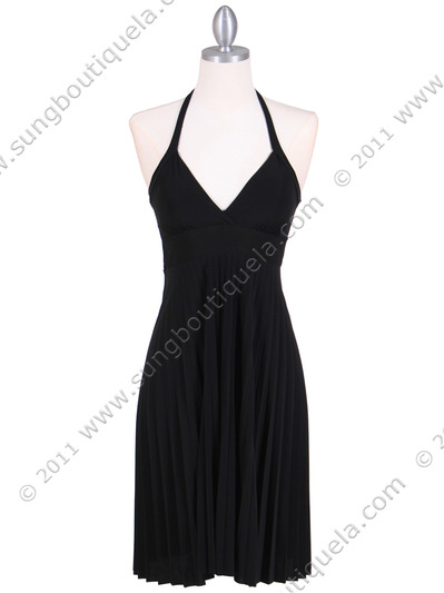 1812 Black Halter Party Dress - Black, Front View Medium