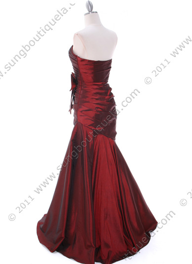 C1814 Burgundy Prom Dress - Burgundy, Back View Medium