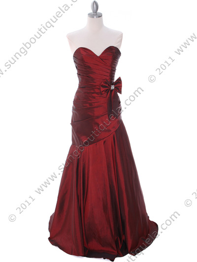 C1814 Burgundy Prom Dress - Burgundy, Front View Medium