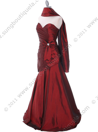 C1814 Burgundy Prom Dress - Burgundy, Alt View Medium