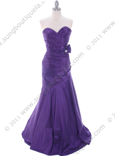 C1814 Purple Prom Dress - Purple, Front View Medium