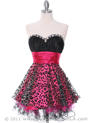 1817 Black and Hot Pink Cocktail Dress, Black Hot Pink