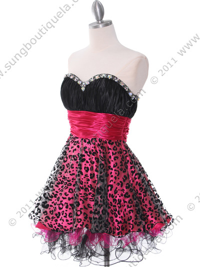 1817 Black and Hot Pink Cocktail Dress - Black Hot Pink, Alt View Medium