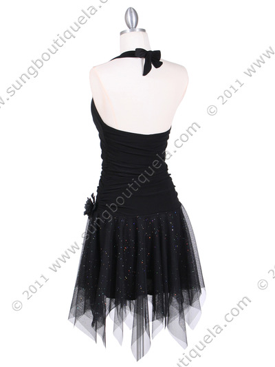 1831 Black Halter Party Dress - Black, Back View Medium