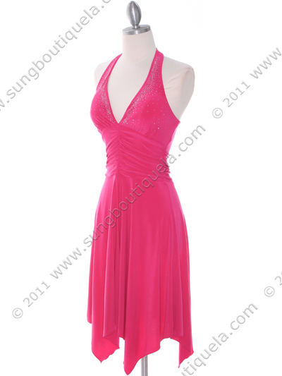 1834 Hot Pink Halter Party Dress - Hot Pink, Alt View Medium