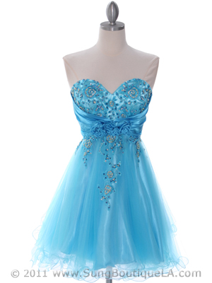 183 Turquoise Strapless Homecoming Dress, Turquoise