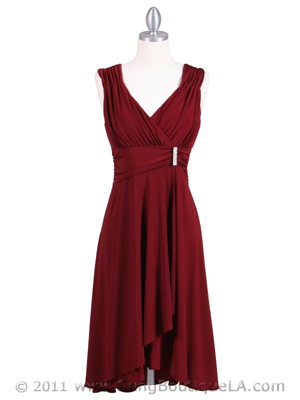 1840 Burgundy Cocktail Dress, Burgundy