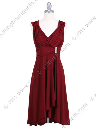 1840 Burgundy Cocktail Dress - Burgundy, Front View Medium
