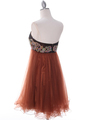 184 Brown Strapless Cocktail Dress - Brown, Back View Thumbnail