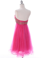184 Hot Pink Strapless Homecoming Dress - Hot Pink, Back View Thumbnail