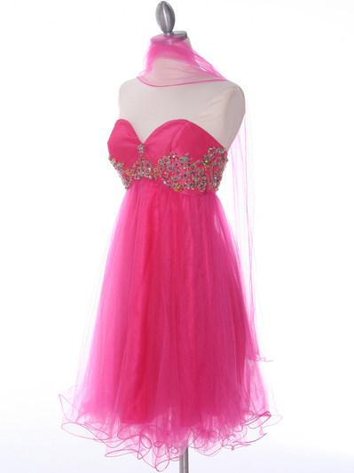 184 Hot Pink Strapless Homecoming Dress - Hot Pink, Alt View Medium