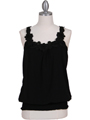 1854 Black Sleeveless Top - Black, Front View Thumbnail