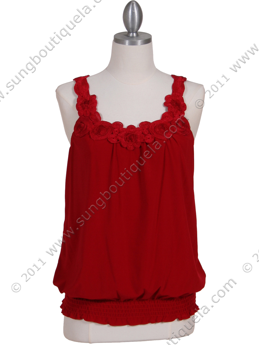 Tanke Slip sko Kyst Red Sleeveless Top | Sung Boutique L.A.