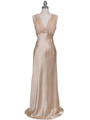 1855 Gold Satin Evening Dress - Gold, Front View Thumbnail