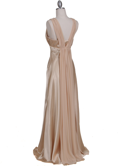 1855 Gold Satin Evening Dress - Gold, Back View Medium