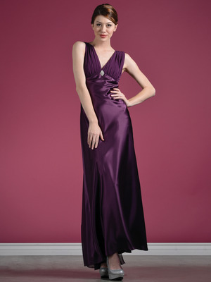 1855 Plum Satin Evening Dress, Plum