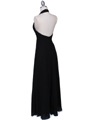 1856 Black Halter Evening Dress with Rhinestone Pin - Black, Back View Thumbnail