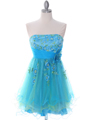 185 Turquoise Strapless Homecoming Dress - Turquoise, Front View Thumbnail