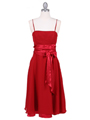 1869 Deep Red Tea Length Dress - Deep Red, Front View Thumbnail