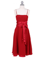 1869 Deep Red Tea Length Dress - Deep Red, Front View Thumbnail