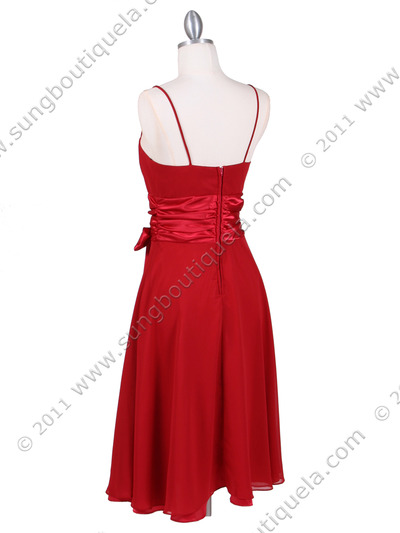 1869 Deep Red Tea Length Dress - Deep Red, Back View Medium