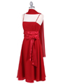 1869 Deep Red Tea Length Dress - Deep Red, Alt View Thumbnail