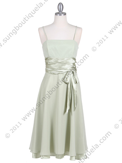 1869 Sage Tea Length Dress - Sage, Front View Medium
