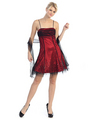 1904 Lace Overlay Homecoming Dress - Black Red, Front View Thumbnail