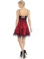 1904 Lace Overlay Homecoming Dress - Black Red, Back View Thumbnail