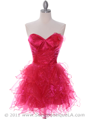 190 Hot Pink Chiffon Homecoming Dress, Hot Pink