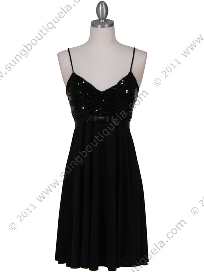 1937 Black Glitter Party Dress - Black, Front View Medium