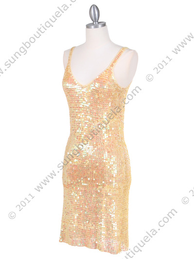 1939LL Lt. Yellow Sequins Party Dress - Light Yellow, Alt View Medium