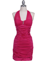 1962 HotPink Pleated Party Dress with Rhinestone Pin - Hot Pink, Front View Thumbnail