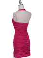 1962 HotPink Pleated Party Dress with Rhinestone Pin - Hot Pink, Back View Thumbnail