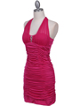 1962 HotPink Pleated Party Dress with Rhinestone Pin - Hot Pink, Alt View Thumbnail