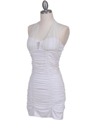 1962 Off White Pleated Party Dress with Rhinestone Pin - Off White, Alt View Thumbnail